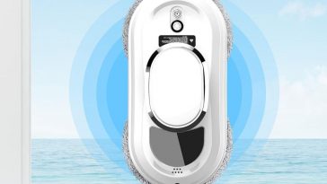 robot lavavetri oamger su sfondo astratto e onde di propagazione