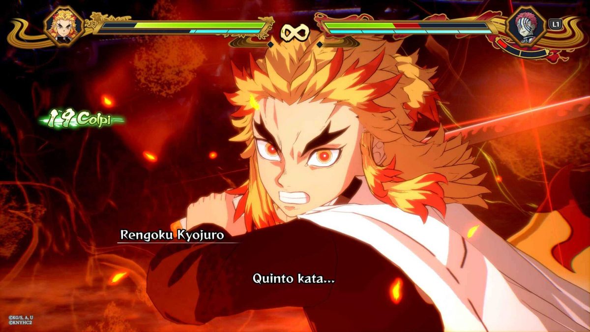 Kyojuro Rengoku si appresta a sferrare un attacco