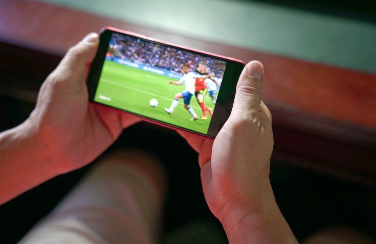 Persona guarda partita su smartphone