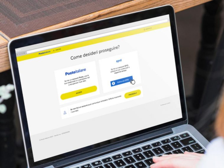 SPID con Poste Italiane, schermata sul computer