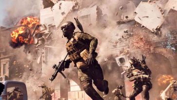 screenshot di battlefield 6 con soldati che corrono in bombardamenti