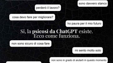 screenshot di messaggi con ChatGPT su sfondo nero