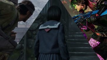 collage di tre foto triangolari con Snake di metal gear solid delta, protagonista di silent hill di spalle e protagonista di borderlands 4