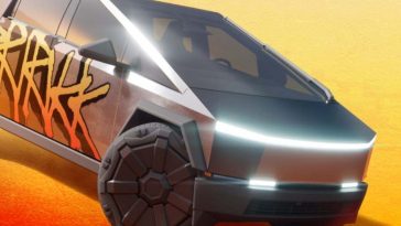 primo piano del cybertruck di fortnite