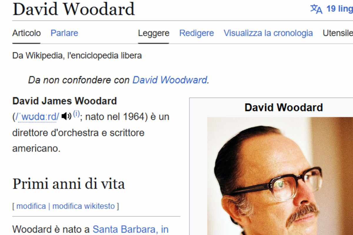 La pagina Wikipedia di David Woodard