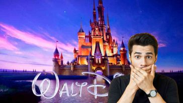 logo disney e uomo sconvolto