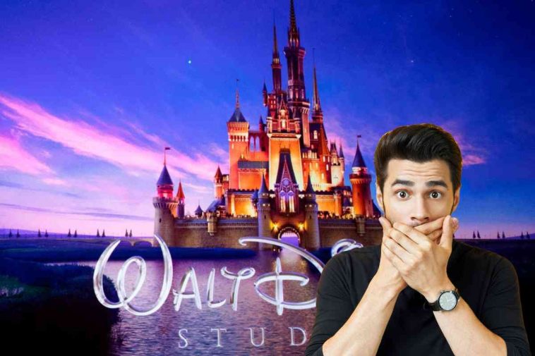 logo disney e uomo sconvolto