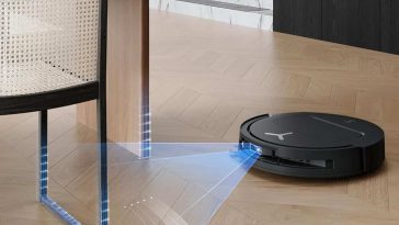 ECOVACS DEEBOT T50 OMNI con luce che rileva ostacolo sedia di ferro