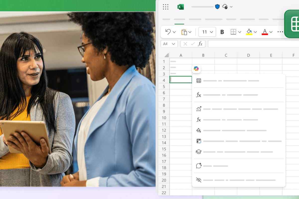 due ragazza con tablet in mano con accanto tabella di excel