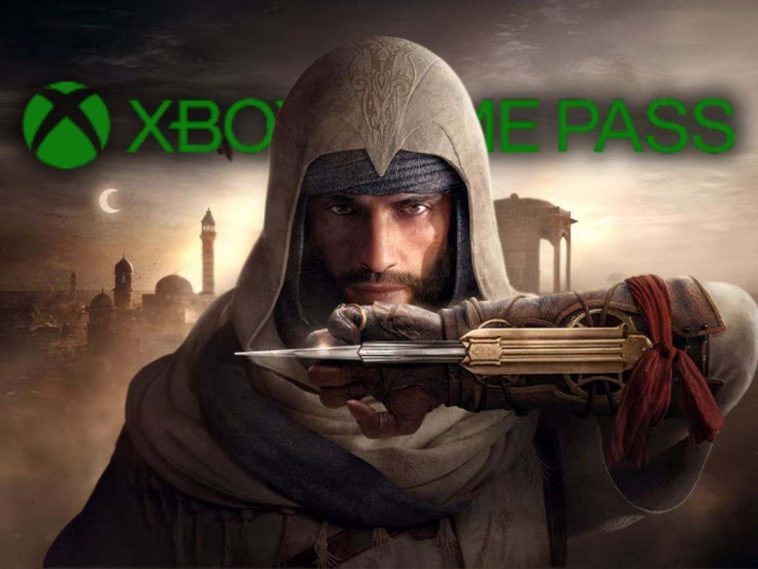 assassino di assassin's creed con lama celata con logo xbox game pass
