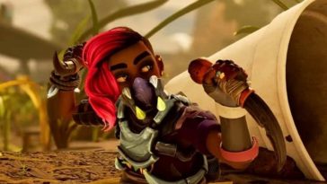 primo piano di personaggio di grounded 2 con due coltelli fra le mani