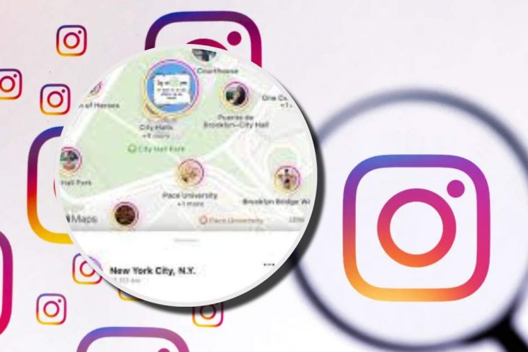 Il logo di instagram e un'anteprima della funzione map