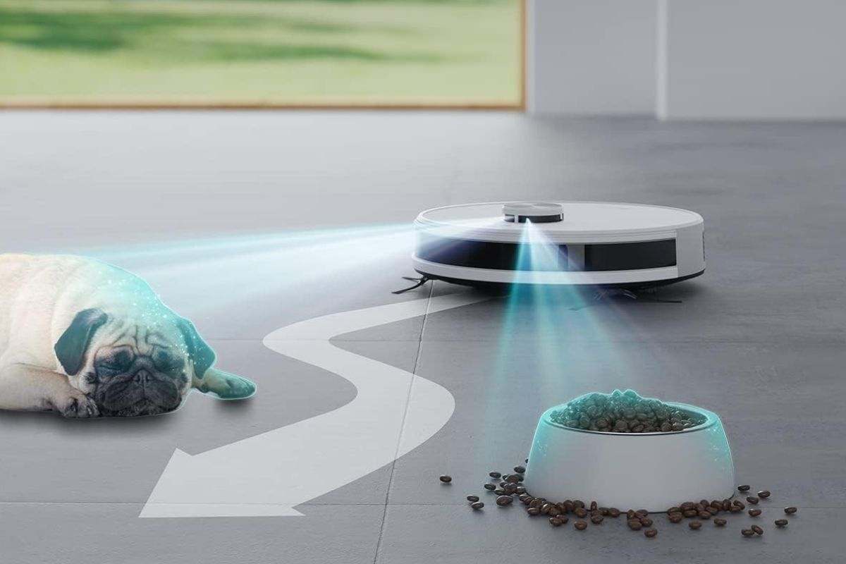 LEFANT M1 Robot Aspirapolvere Lavapavimenti con cane a ciotola del cane con freccia direzionale