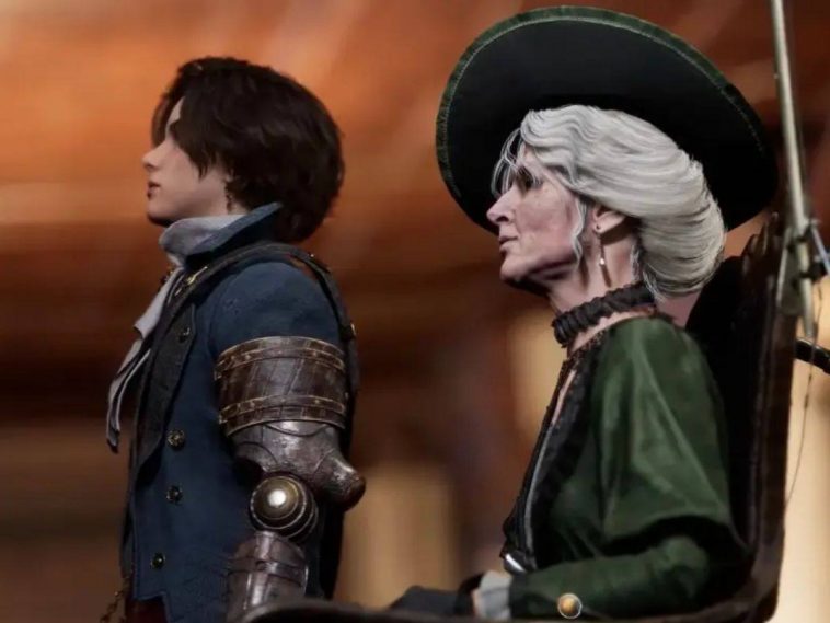 lies of p protagonista con braccio meccanico, antonia donna anziana con cappello verde