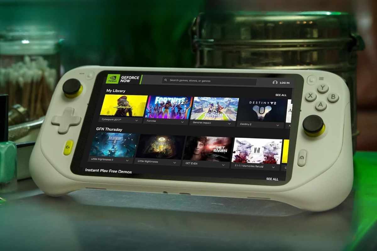 Logitech G Cloud Console Gaming su sfondo neon verde