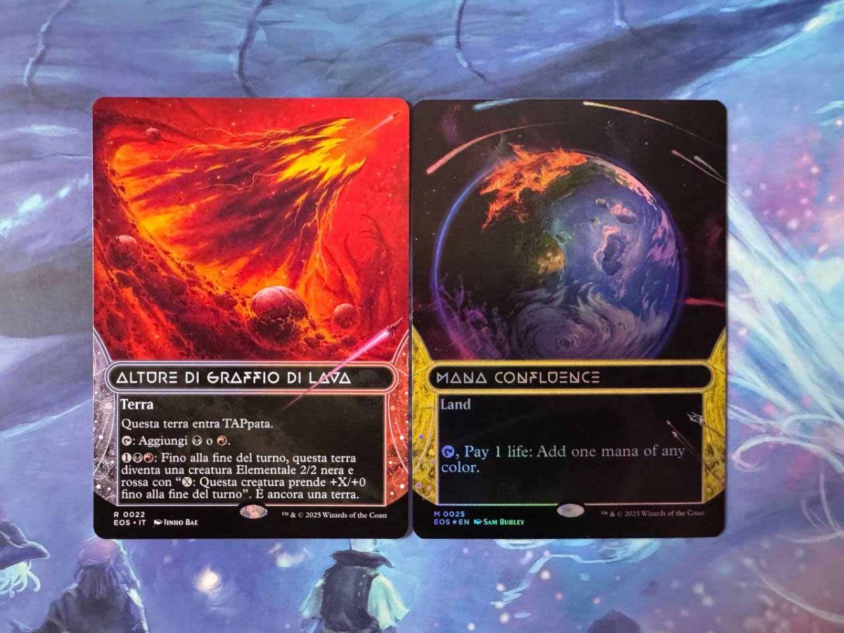 Carte Terra Stellar Sight del nuovo set di Magic: The Gathering nello spazio, chiamato Ai Confini dell'Eternità (Edge of Eternities)