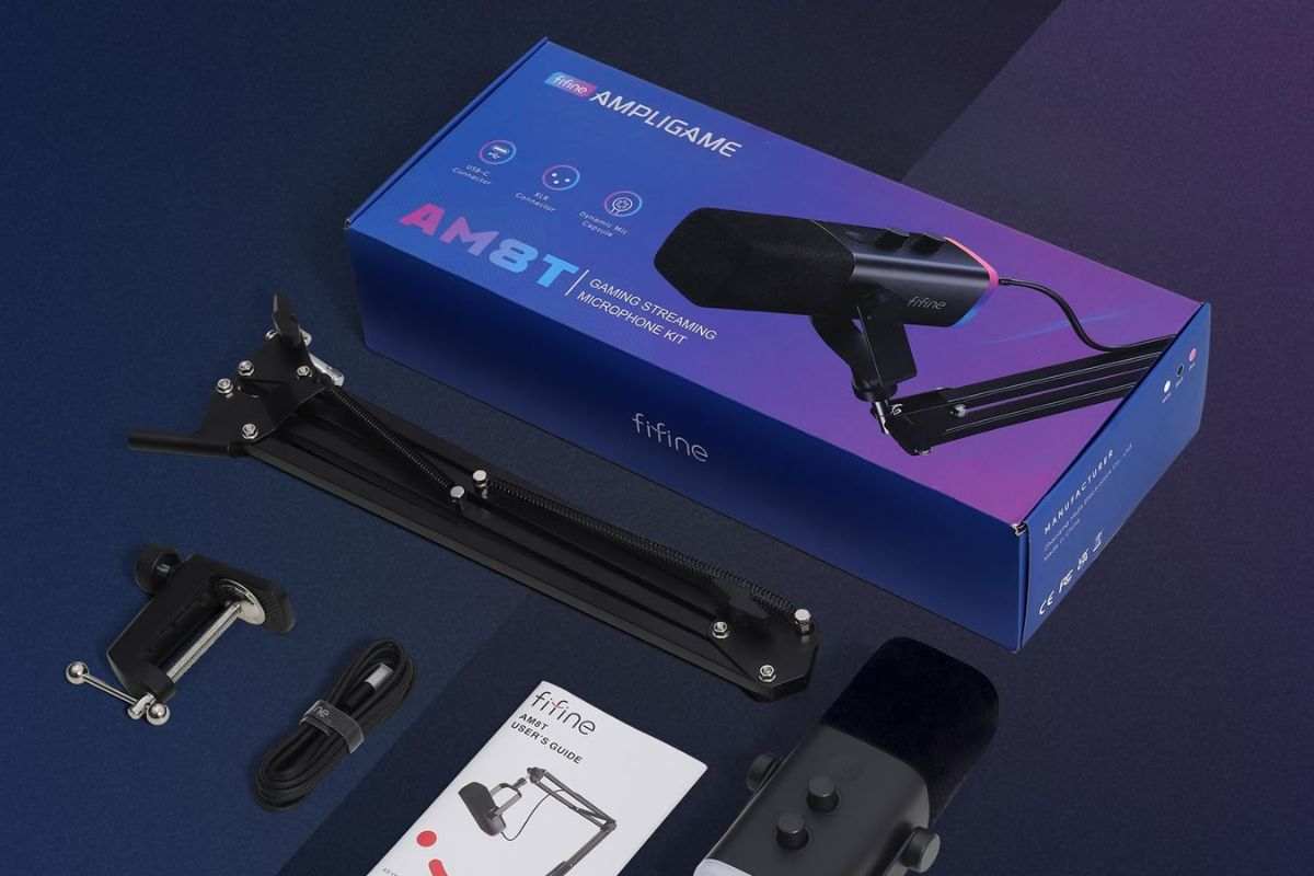 scatola microfono, micrfono, asta, manuale, accessori