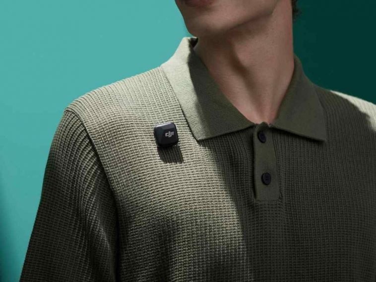 DJI Trasmettitore Mic Mini applicato su torace di uomo