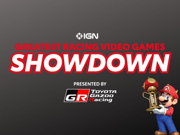 scritta greatest recign video game showdown con super mario che alza una coppa