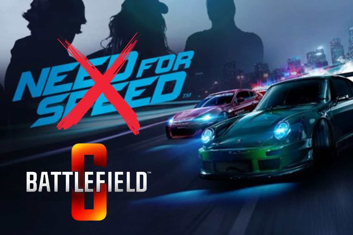 scritta need fors speed cancellata, scritta battlefield 6, auto derapano