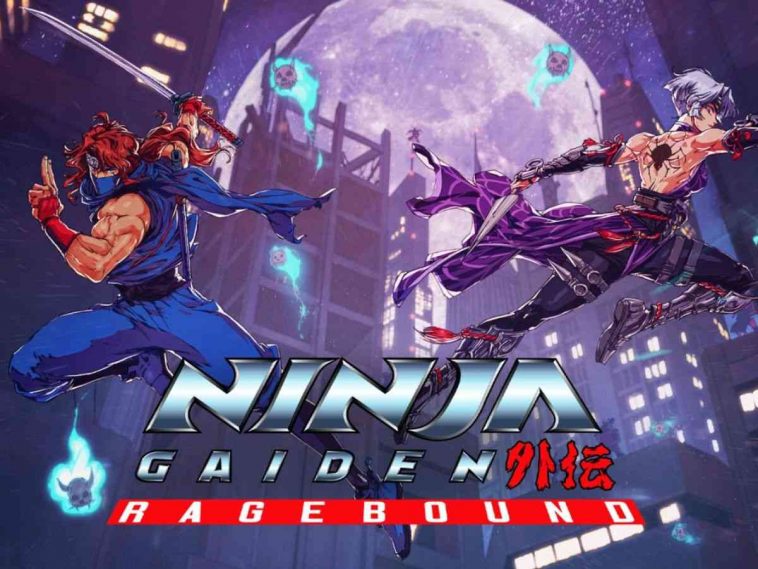 Key art di Ninja Gaiden ragebound con i due protagonisti e il titolo