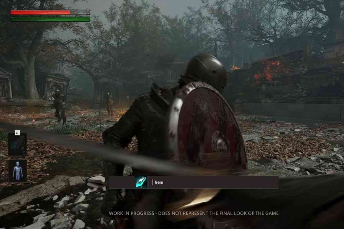 visione in prima persona d combattimento contro non morto con scudo