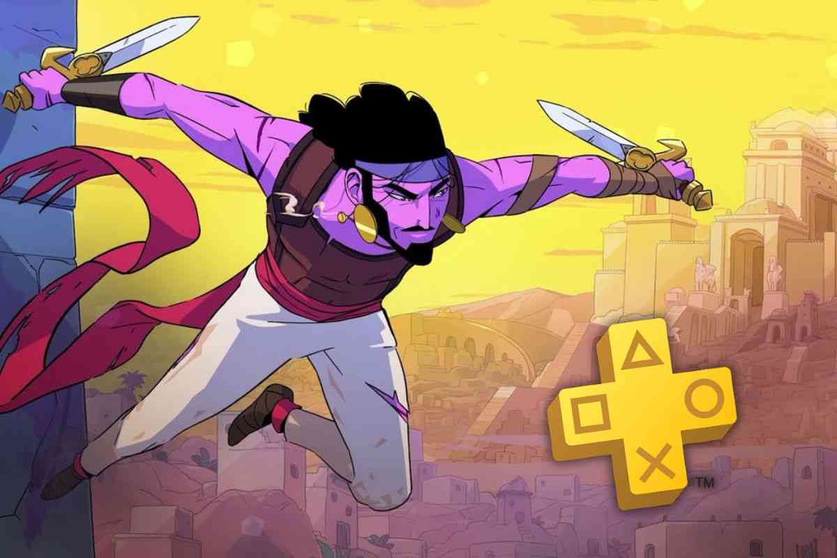 logo ps plus, uomo mediorentale con doppia lama