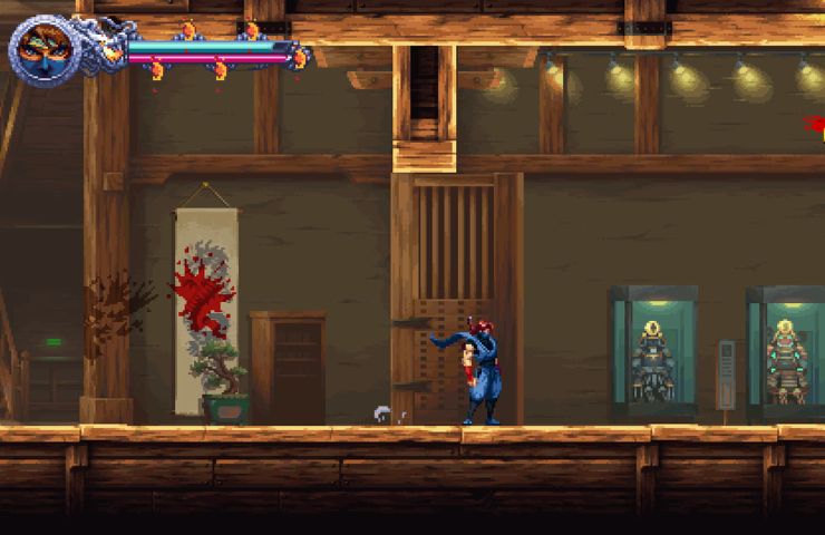 screenshot di ninja gaiden ragebound con kenji all'interno del dojo
