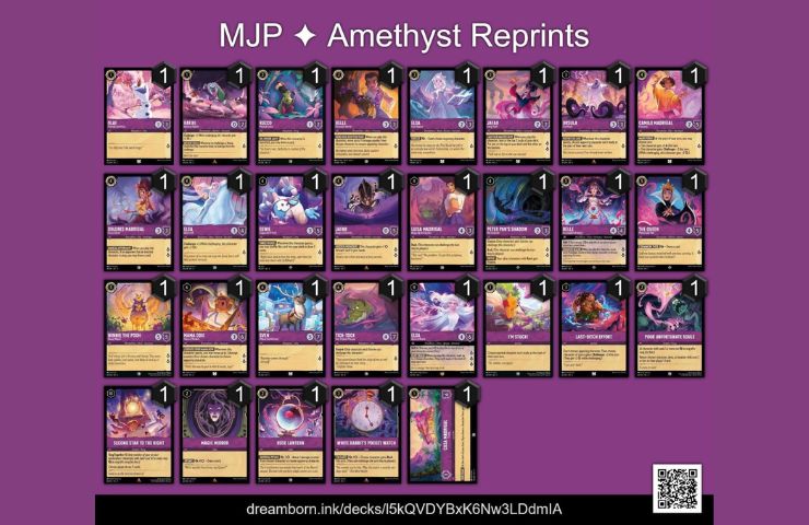 lista carte ristampate inchiostro ametista disney lorcana