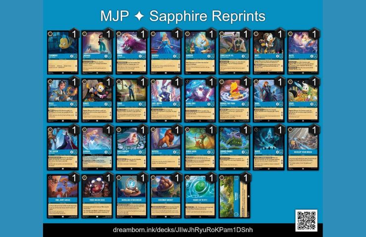 lista carte ristampate inchiostro zaffiro disney lorcana