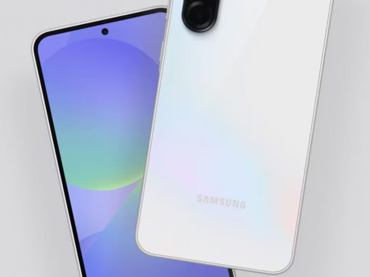 samsung galaxy a36 5G fronte retro su sfondo grigio