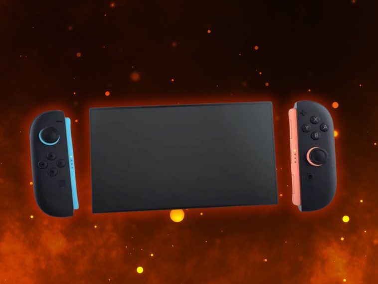 nintendo switch 2 su uno sfondo fatto di fiamme