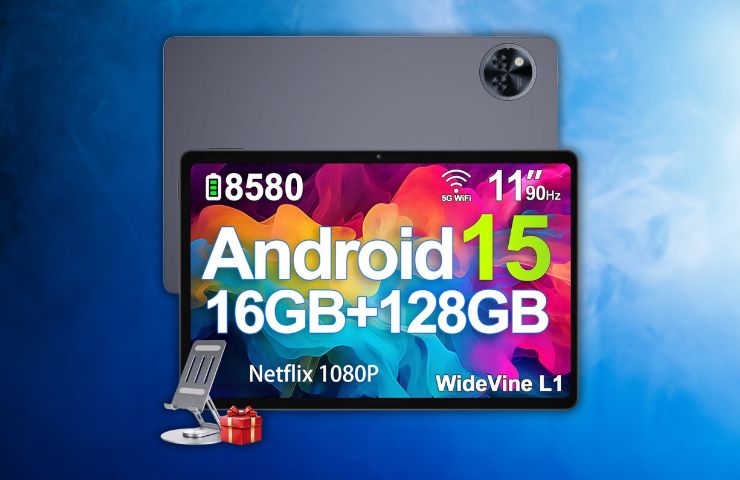 tablet doogee U11 fronte retro su sfondo azzurro