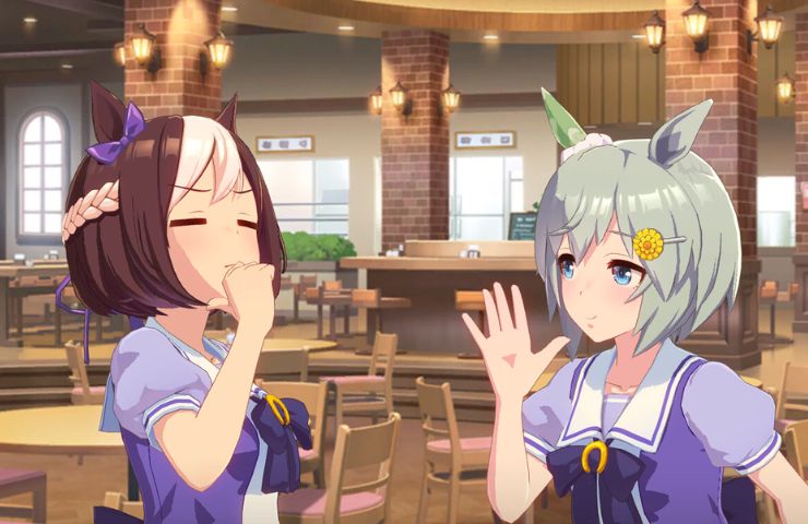 screenshot di umamusume pretty derby con ragazze anime che chiacchierano