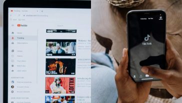 Una schermata di YouTube e l'app TikTok su uno smartphone