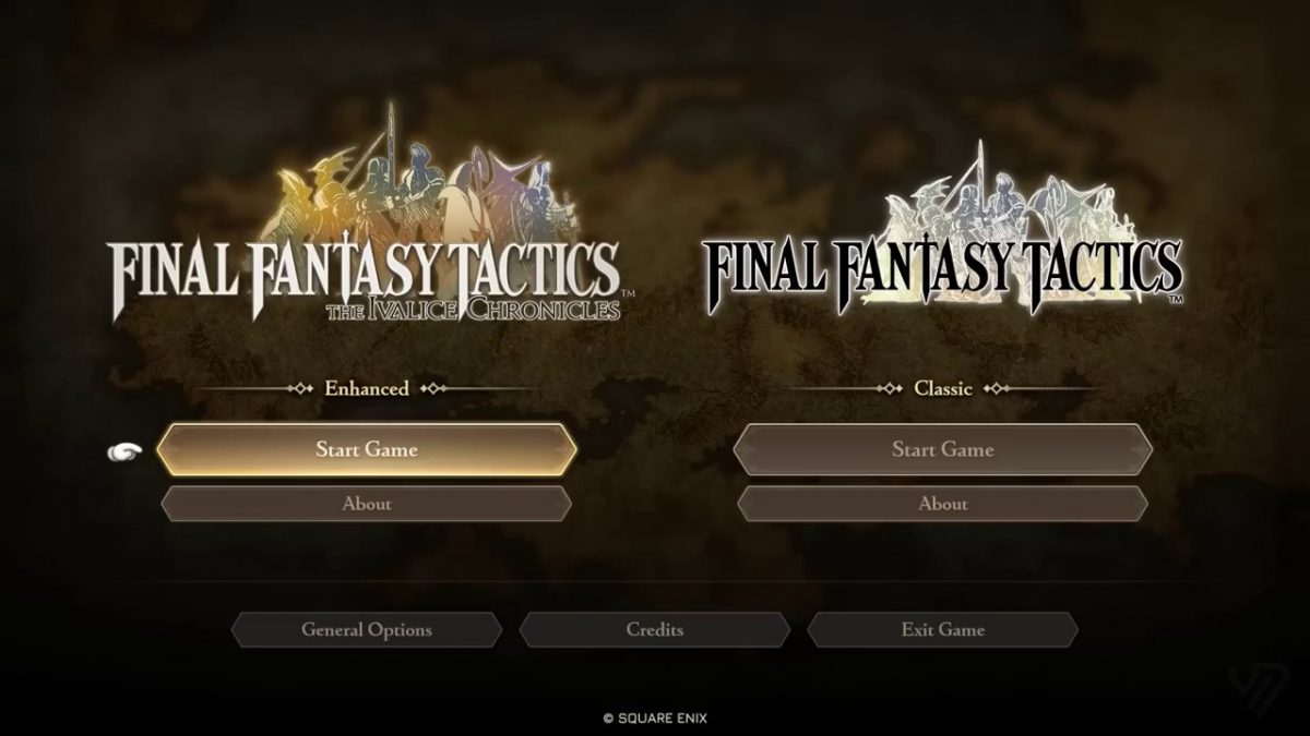 La selezione di giochi dentro Final Fantasy Tactics The Ivalice Chronicles