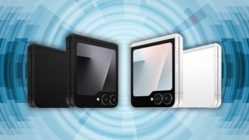 Galaxy Z Flip7 FE su sfondo con vortice tech