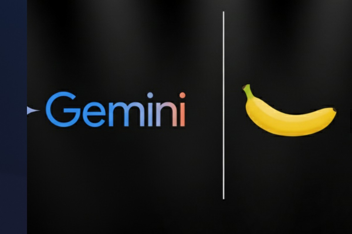 Il logo dell'AI Gemini e l'immagine di una banana