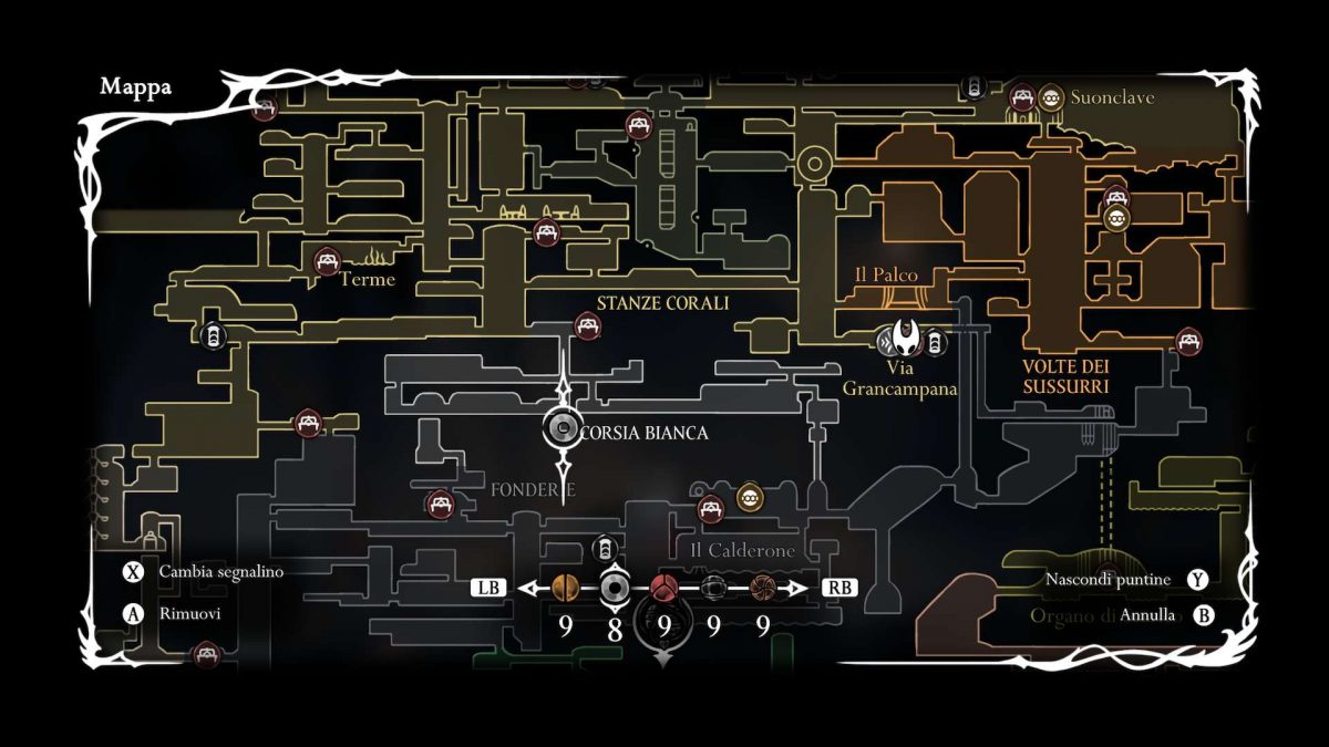 frammento di spola alla corsia bianca posizione in mappa silksong