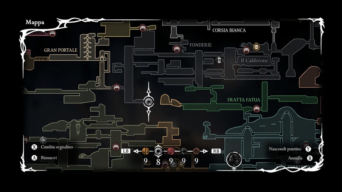 posizione in mappa del trapano da scavo silksong