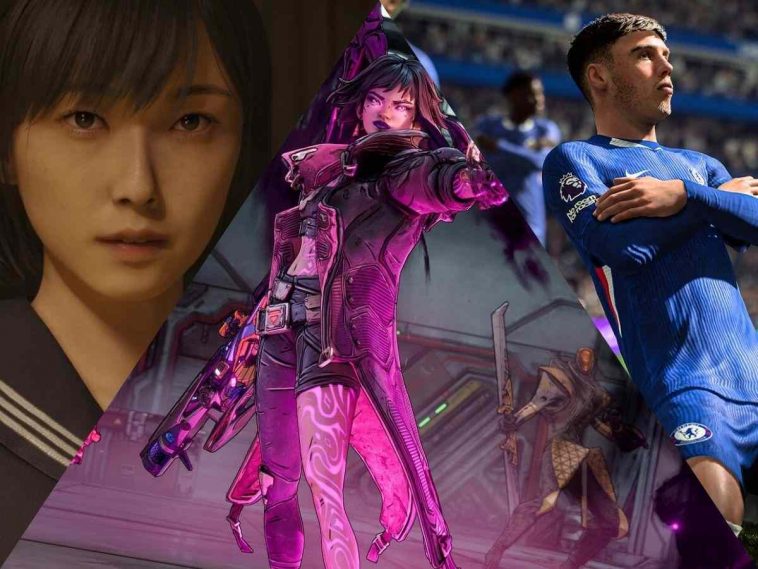 collage con silent hill f, borderlands 4 e fc26