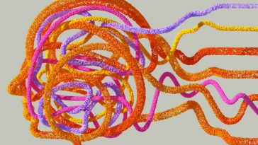 Un'illustrazione di un volto umano ricreato con dei cavi