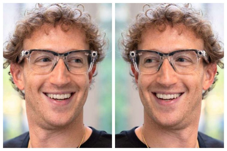 Mark Zuckerberg in foto doppia con gli occhiali Meta