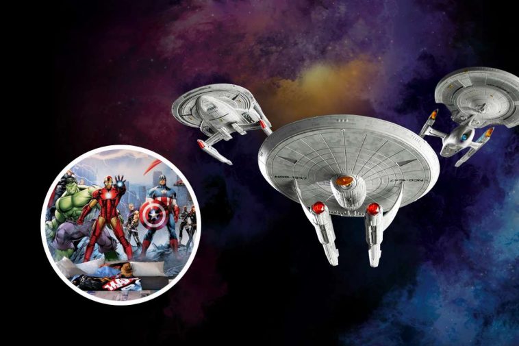 L'Enterprise di Star Trek e, in evidenza, gli Avangers