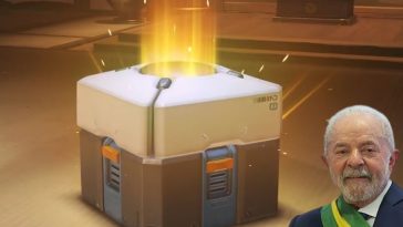 scatola premio di overwatch, uomo anziano con fascia coi colori del brasile giallo e verde