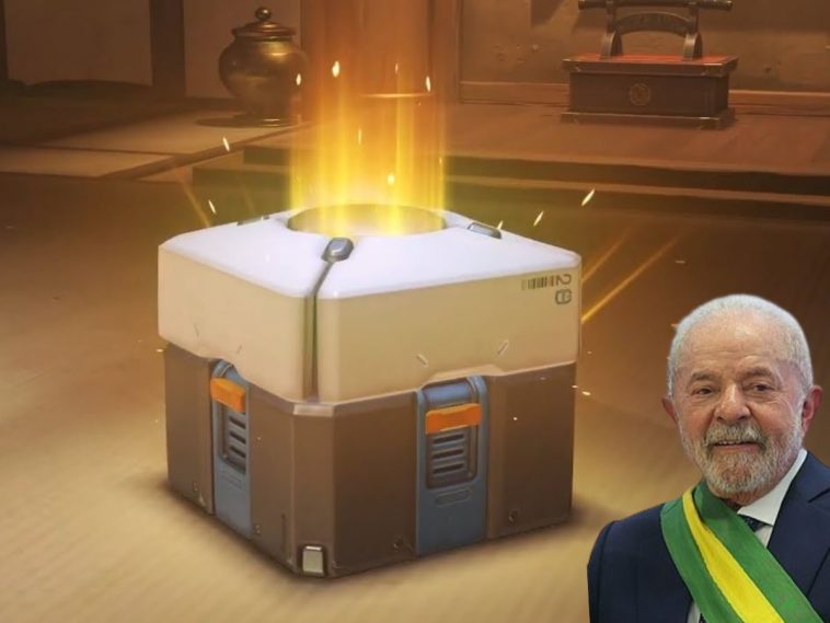 scatola premio di overwatch, uomo anziano con fascia coi colori del brasile giallo e verde