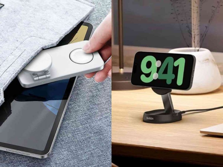 collage con due foto affiancate di caricatori magnetici