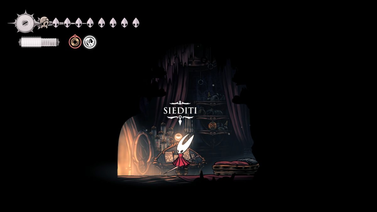 screenshot silksong con hornet all'interno della casacampana