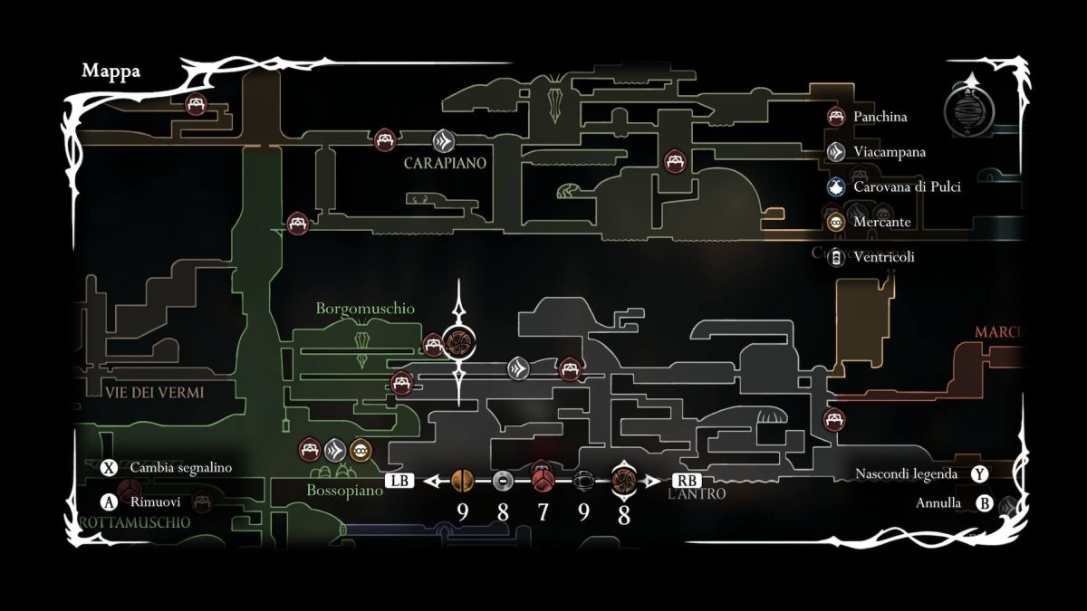 posizione in mappa della stanza del druido per ottenere la zuppa di Baccamuschio