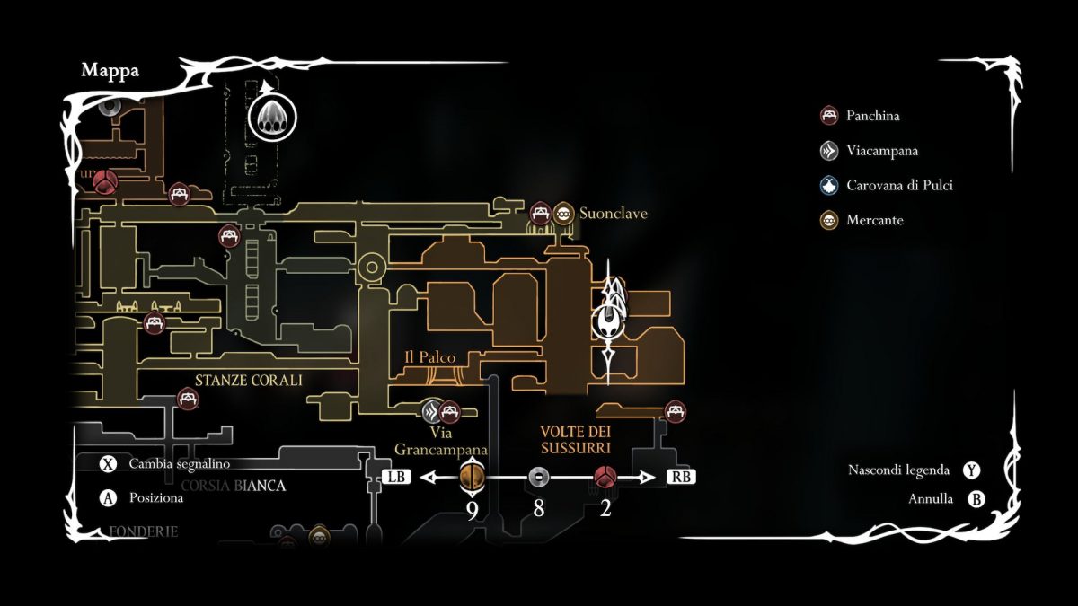 frammento maschera volte dei sussurri posizione in mappa silksong